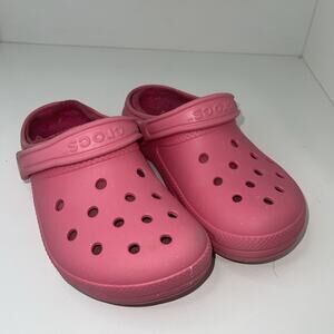 Pink Crocs Classic Faux Fur Lined Clogs Size 7 Slip On Comfort